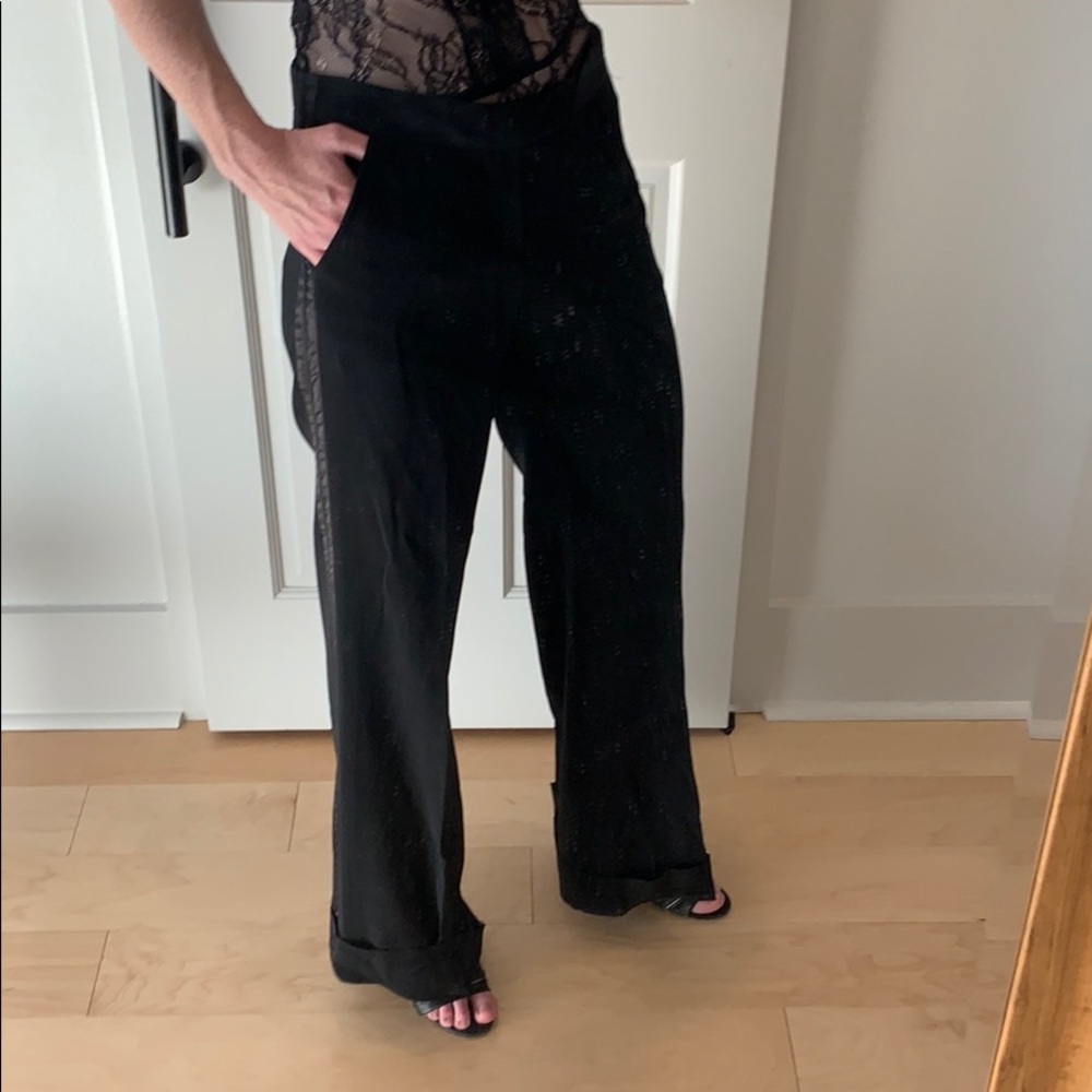 LaROK Black Wide Leg Tuxedo Trouser